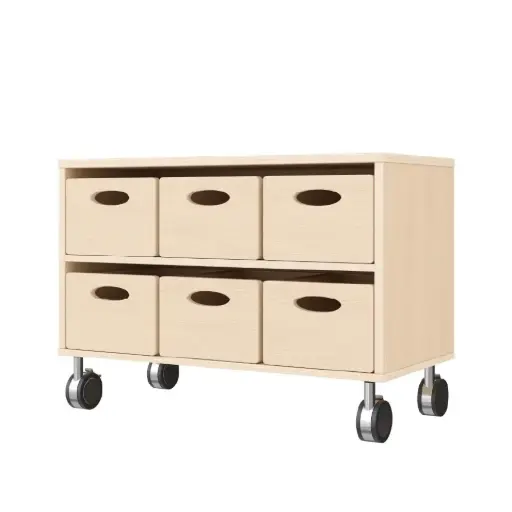 [110209-03] Regalschrank 44 cm - 6 Materialkästen, mit Feststellrollen