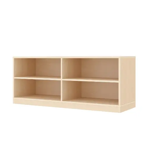 [110222-01] Doppel-Regalschrank 44 cm - 4 Fächer mit Holzsockel