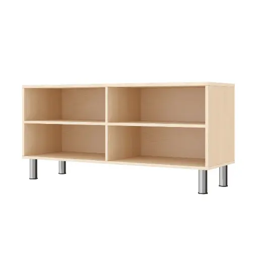 [110222-02] Doppel-Regalschrank 44cm - 4 Fächer, mit höhenverstellbaren Sockelfüßen