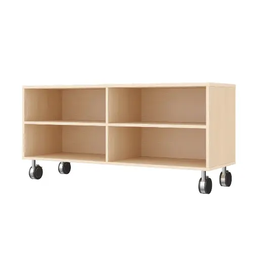 [110222-03] Doppel-Regalschrank 44cm - 4 Fächer, mit Feststellrollen