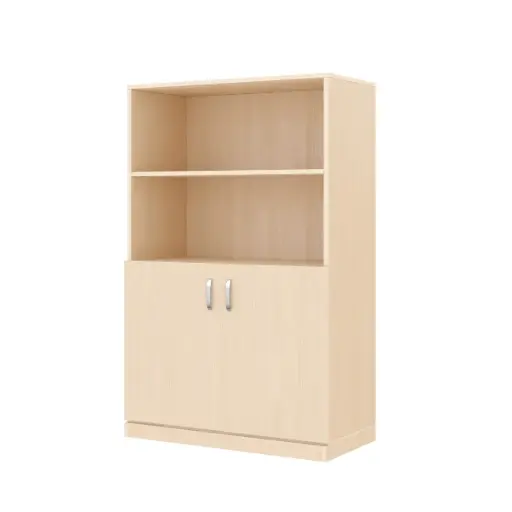 [110199-01] Regalschrank 120cm - 2 Türen unten, mit Holzsockel