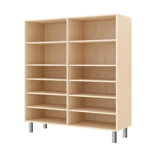 [110198-02] Regalschrank 120 cm - 12 Fächer, mit höhenverstellbaren Sockelfüßen