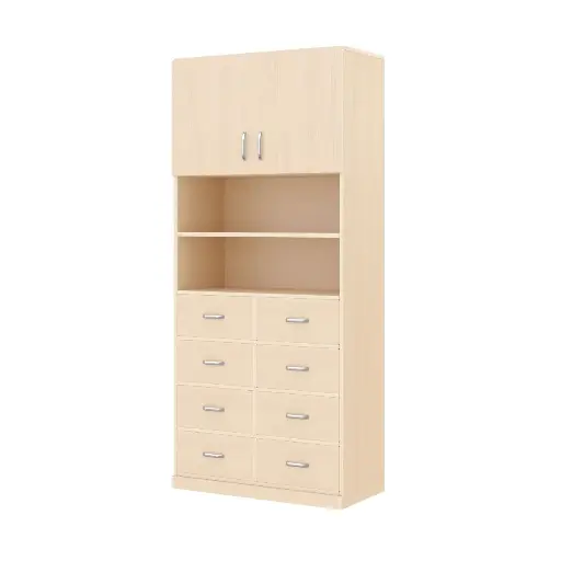 [110207] Regalschrank 180 cm - 4 Türen und 8 Schubladen